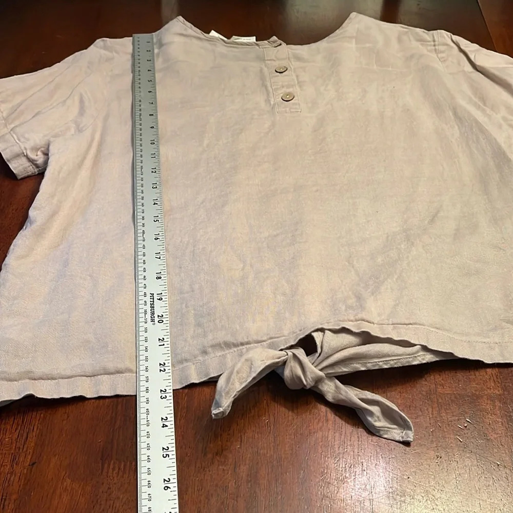 Rachel Zoe 100% Linen Short Sleeve top with botton back and tie front size XL - Picture 6 of 11